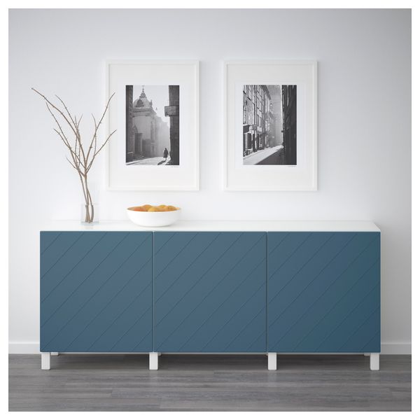 Комбинация для хранения с дверцами БЕСТО, белый, Халлставик темно-синий (180x40x74 см) - схема-чертеж с размерами