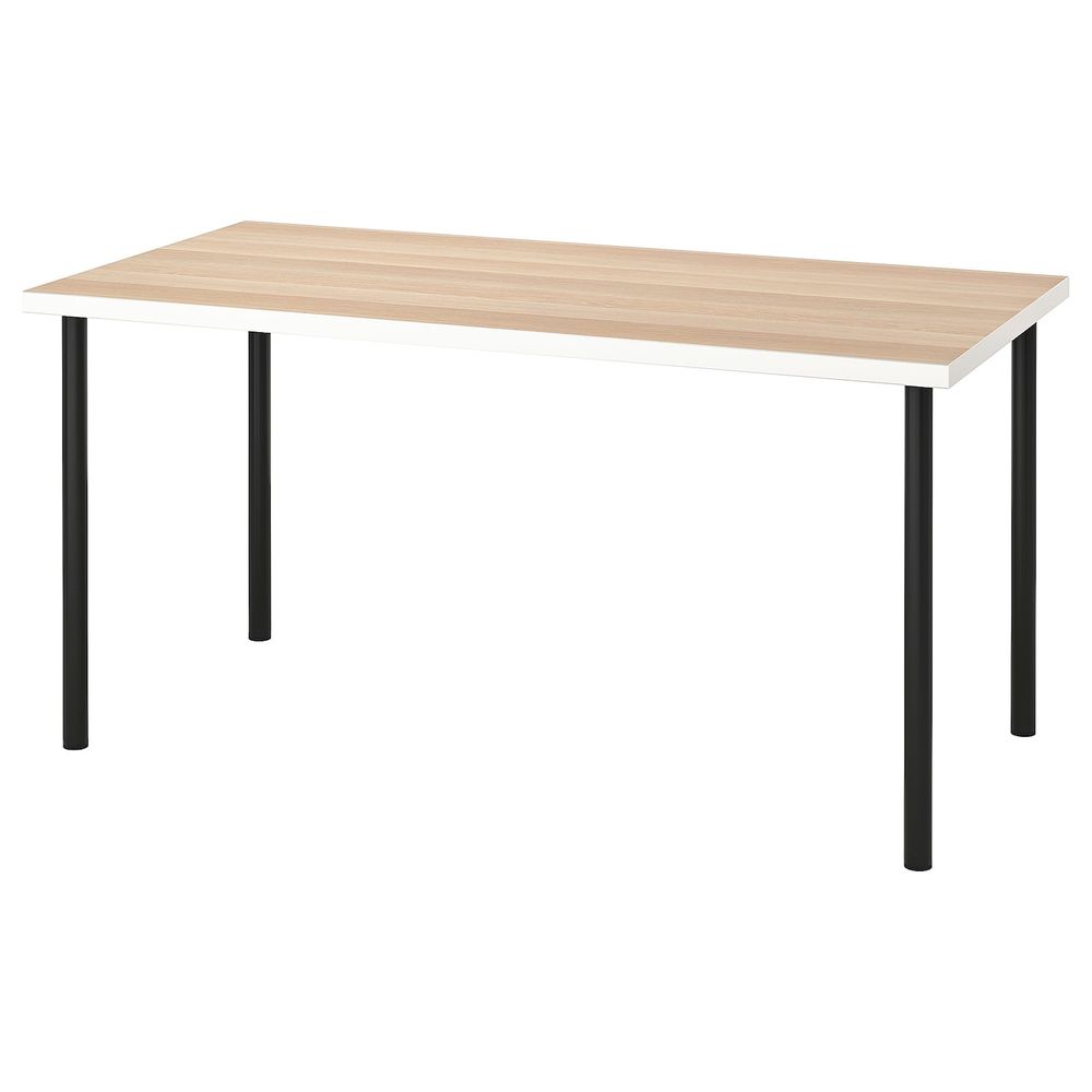 Стол, белый под беленый дуб/черный 150x75 см IKEA LINNMON ЛИННМОН / ADILS АДИЛЬС 993.286.02 - фото 1