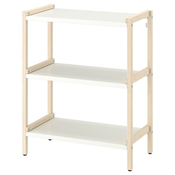 Открытый стеллаж, осина/белый 70x34x86 см IKEA EKENABBEN ЭКЕНАББЕН 704.878.18 - фото 1