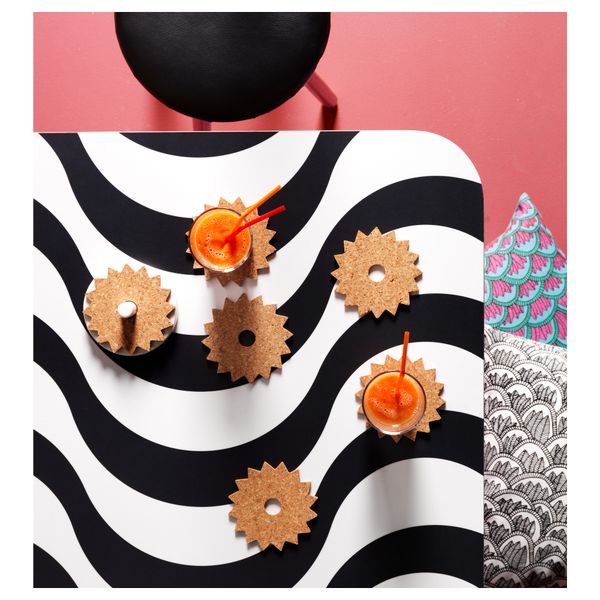 Подставки и держатель ТИЛЛФЭЛЛЕ, белый, пробка - схема-чертеж с размерами