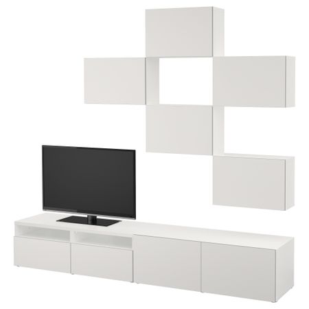 Шкаф для ТВ, комбинация БЕСТО, белый, Лаппвикен светло-серый (240x20/40x204 см)