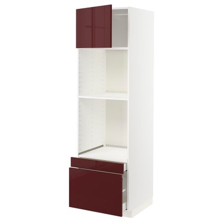 Высокий шкаф для духовки, комбинированный духовка + дверца, 2 ящика IKEA METOD МЕТОД, MAXIMERA МАКСИМЕРА 394.606.18