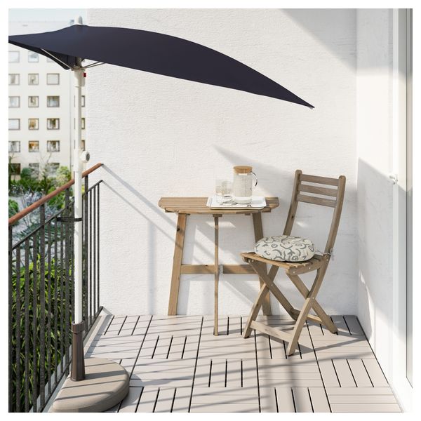 Стол+1 складной стул, для сада АСКХОЛЬМЕН, серо-коричневая морилка, Стегон бежевый - фото 2