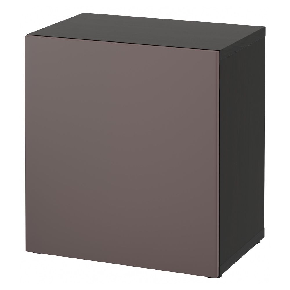 Стеллаж с дверью БЕСТО, черно-коричневый, Вальвикен темно-коричневый (60x40x64 см) - схема-чертеж с размерами