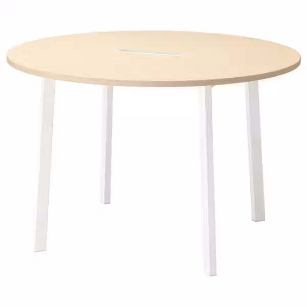 MITTZON МИТТЗОН Конференц-стол - круглой формы березовый шпон/белый 120x75 см - фото 1