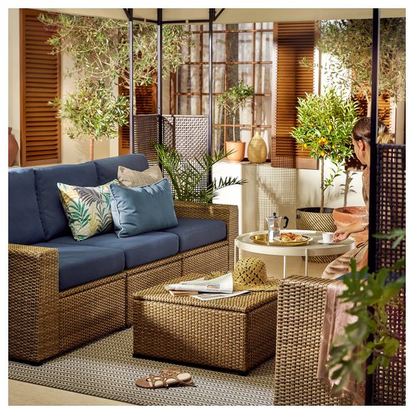 3-местный модульный диван, садовый, коричневый/ФРЁСЁН/ДУВХОЛЬМЕН синий 223x82x88 см IKEA SOLLERÖN СОЛЛЕРОН 792.524.53 - фото 2