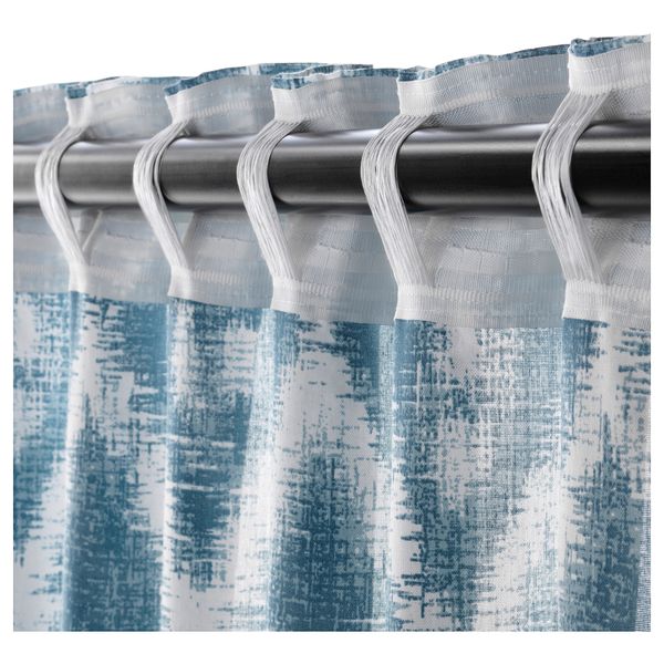 Гардины, 1 пара БЛОЛИЛЬЯ, белый/синий (145x300 см) - фото 4