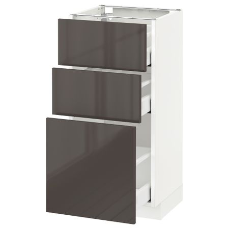 Напольный шкаф с 3 ящиками МЕТОД / МАКСИМЕРА, белый, Рингульт серый