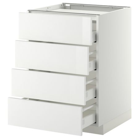 Напольный шкаф, 4 фронтальных панели/4ящика, белый/Рингульт белый 60x60 см IKEA METOD МЕТОД / MAXIMERA МАКСИМЕРА 492.348.80