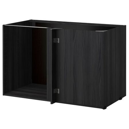 METOD Каркас напольного шкафа углового - под дерево чёрный 128x68x80 см