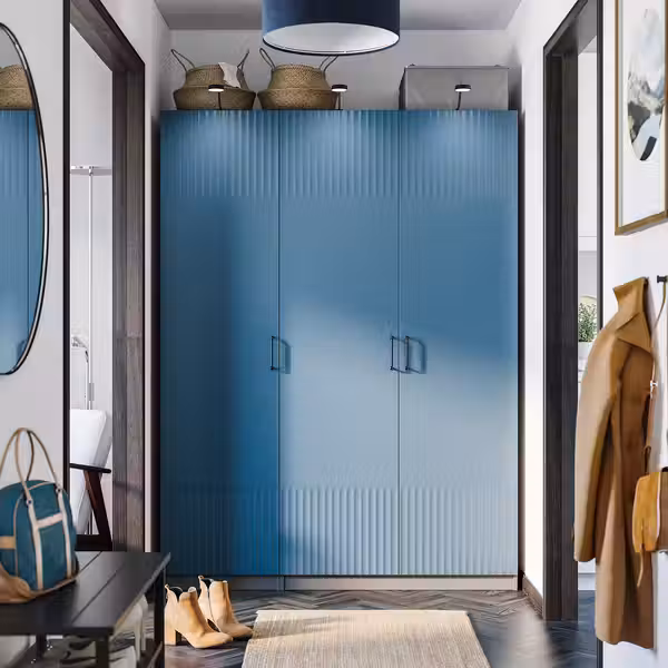 PAX / FYRUDDEN Гардероб, комбинация - темно-серый/синий 150x60x201 см - схема-чертеж с размерами