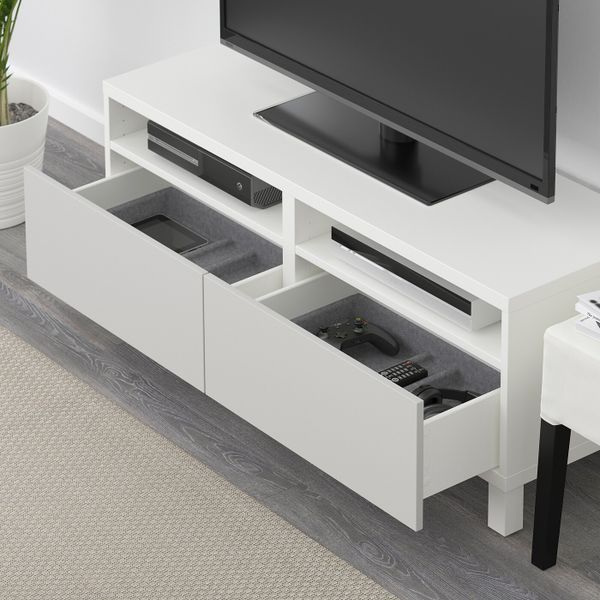 Тумба для ТВ с ящиками, белый/Лаппвик/стуббарп светло-серый 120x42x48 см IKEA БЕСТО 892.442.74 - фото 4
