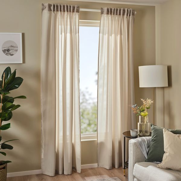 ROSENROBINIA Гардины, 2 шт. - бежевый/с лентой 145x300 см - фото 2