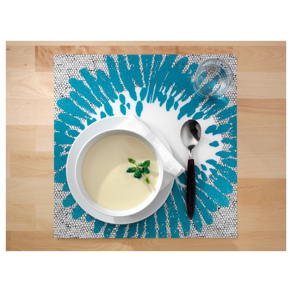 Салфетка под прибор ПОБОРЬЯ, с рисунком бирюзовый (37x37 см) - схема-чертеж с размерами