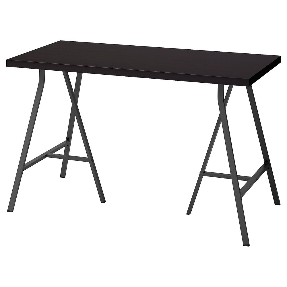 Стол, черно-коричневый/серый 120x60 см IKEA LINNMON ЛИННМОН / LERBERG ЛЕРБЕРГ 492.793.45 - фото 1