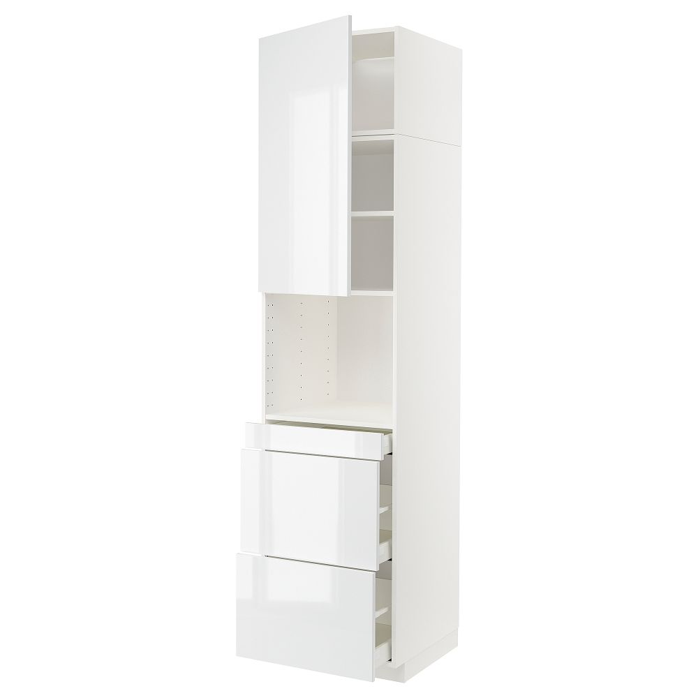 Высокий шкаф для СВЧ, дверца,3ящика, 60x60x240 cm IKEA METOD МЕТОД, MAXIMERA МАКСИМЕРА 894.680.42 - фото 1