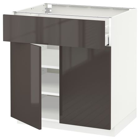 Напольный шкаф + ящик, 2 дверцы МЕТОД / МАКСИМЕРА, белый, Рингульт серый