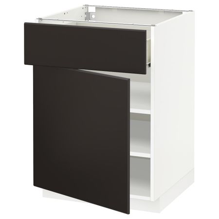 Напольный шкаф с ящиком/дверью, белый/Кунгсбакка антрацит 60x60 см IKEA МЕТОД / ФОРВАРА 592.197.37
