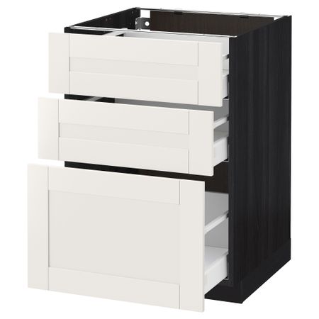 Напольный шкаф с 3 ящиками МЕТОД / МАКСИМЕРА, черный, Сэведаль белый