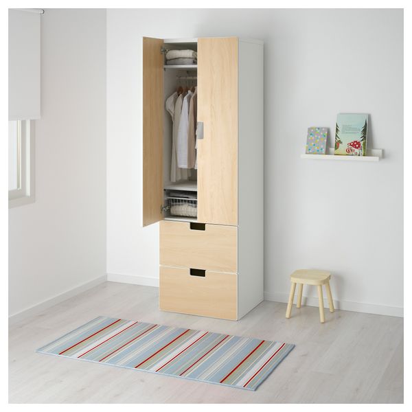 Комбинация для хранения с дверцами, ящиками СТУВА, белый, береза (60x50x192 см) - схема-чертеж с размерами