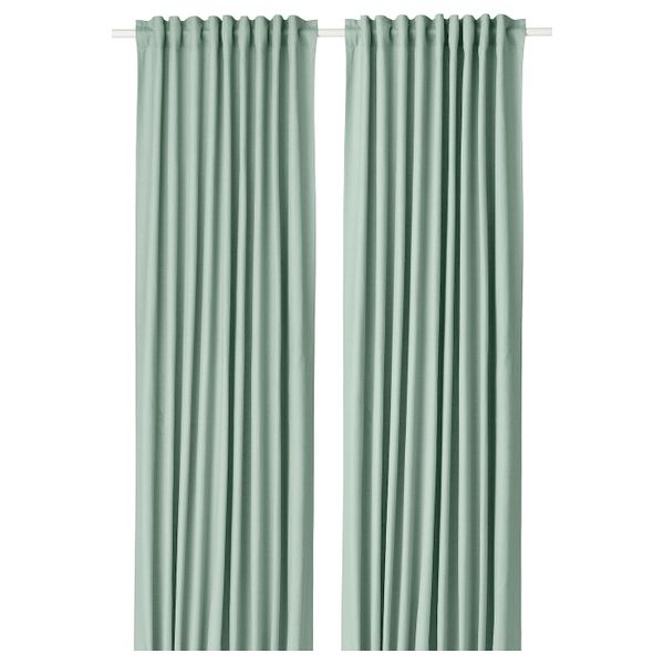 Гардины, 2 шт., зеленый 145x300 см IKEA TIBAST ТИБАСТ 604.280.18 - фото 1