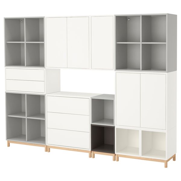 Комбинация шкафов с ножками ЭКЕТ, белый/светло-серый, темно-серый (245x35x185 см) - фото 1