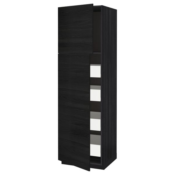 Высокий шкаф/2дверцы/4ящика, черный, Тингсрид черный 60x60x200 см IKEA МЕТОД / ФОРВАРА 393.700.95 - схема-чертеж с размерами
