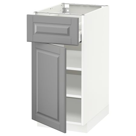 Напольный шкаф с ящиком, дверцей, белый, Bodbyn серый, 40x60 см IKEA METOD МЕТОД, MAXIMERA МАКСИМЕРА 094.581.79