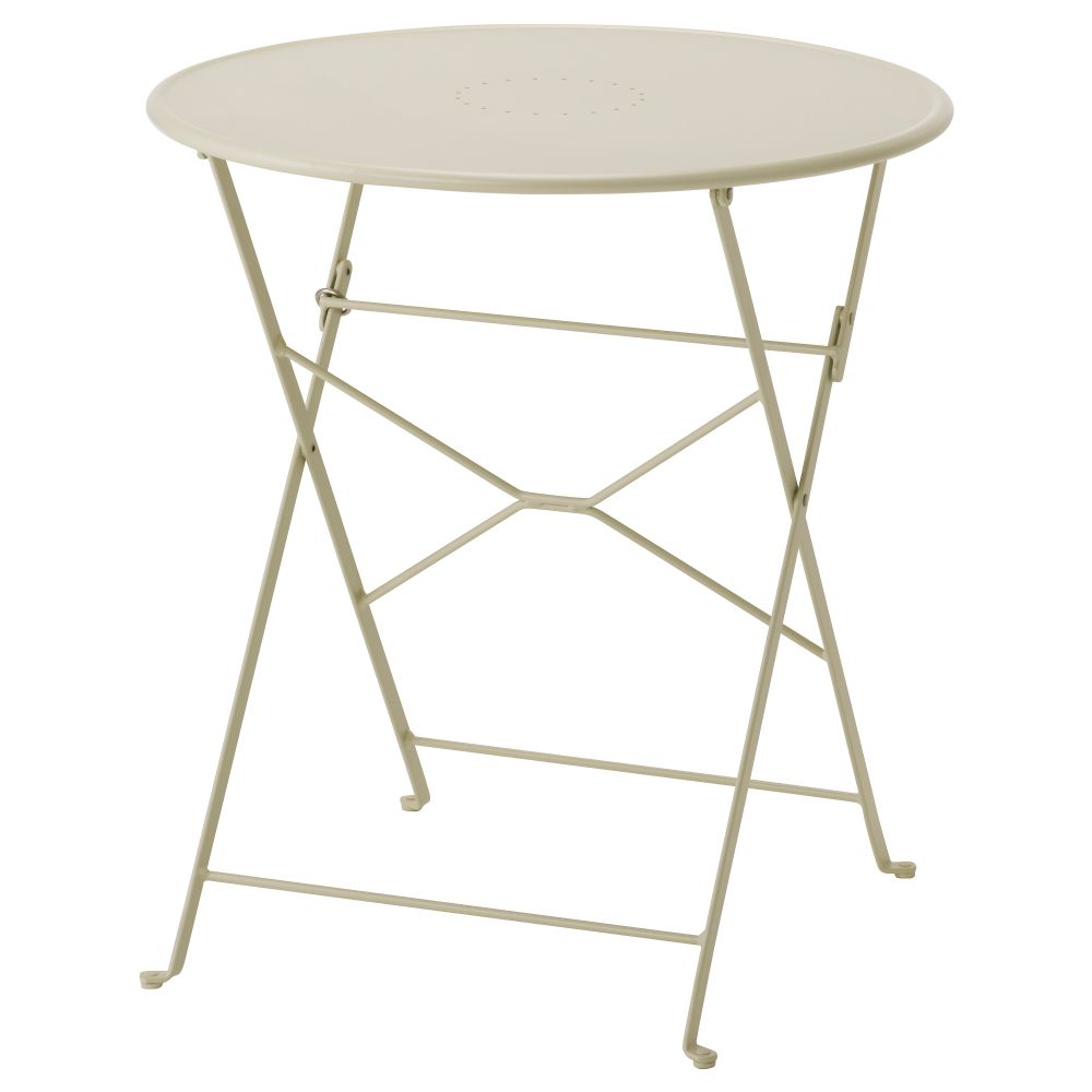Садовый стол САЛЬТХОЛЬМЕН, складной бежевый (65 см) - фото 1