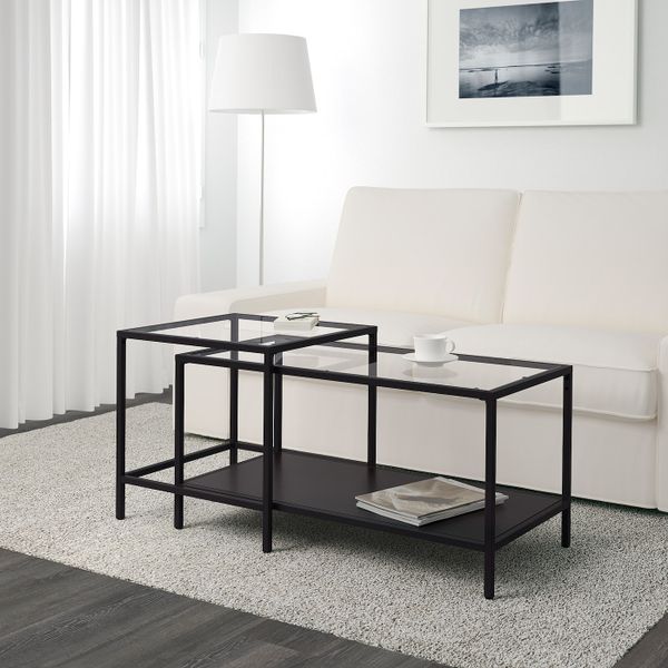 Комплект столов, 2 шт, черно-коричневый/стекло 90x50 см IKEA VITTSJÖ ВИТШЁ 803.833.06 - фото 5