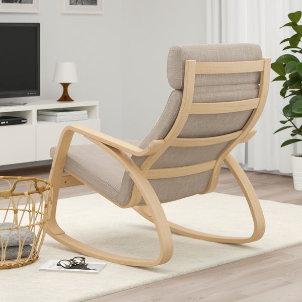 Кресло-качалка, дубовый шпон, беленый, Хилларед бежевый IKEA ПОЭНГ 492.866.52 - схема-чертеж с размерами