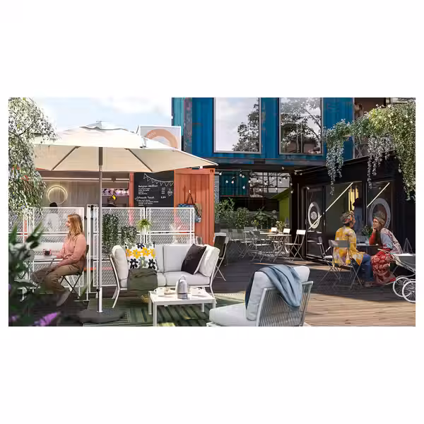 SEGERÖN Садовая угловая секция - белый/бежевый - схема-чертеж с размерами