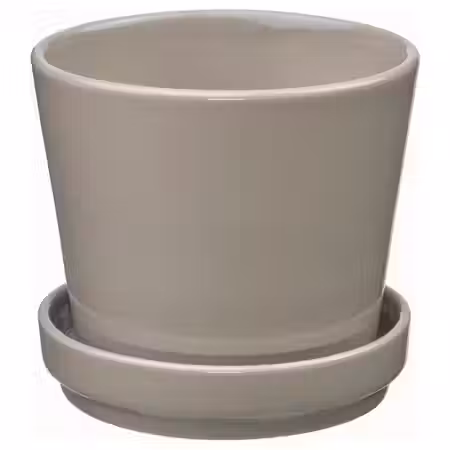 KLOTLÖNN КЛОТЛЁНН Горшок цветочный с поддоном - д/дома/улицы/серый/бежевый 9 см