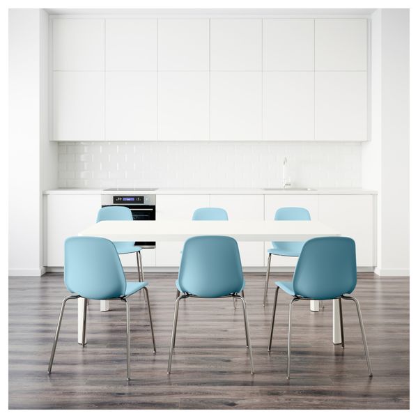 Стол и 6 стульев ТИНГБИ / ЛЕЙФ-АРНЕ, белый, голубой (180 см) - фото 2