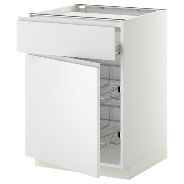 Напольный шкаф для варочной панели, ящик, 2 проволочных корзины МЕТОД / ФОРВАРА, белый, Нодста белый - фото 1