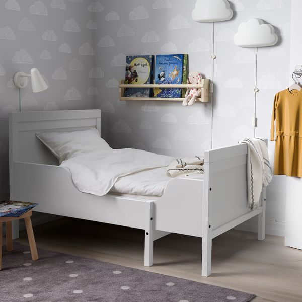 Раздвижная кровать с реечным дном, серый 80x200 см IKEA SUNDVIK СУНДВИК 294.216.65 - фото 2