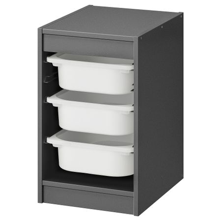 Комбинация для хранения + контейнеры, серый-белый, 34x44x56 см IKEA TROFAST ТРУФАСТ 895.161.04