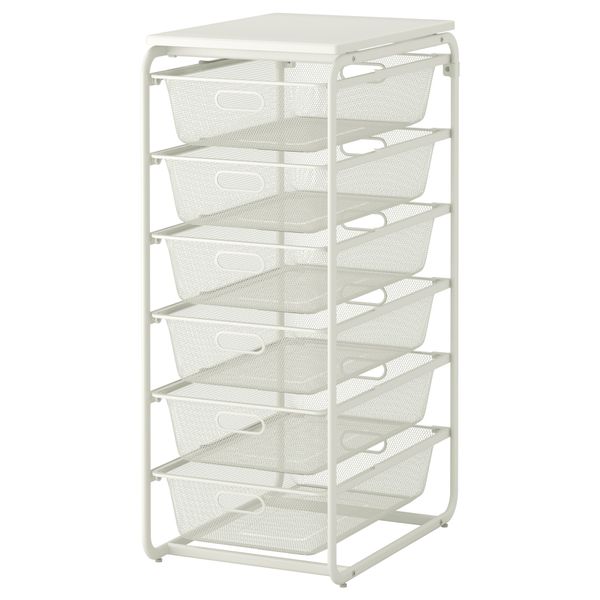 Рама, 6 сетчатых корзин, верхняя полка АЛЬГОТ, белый (41x60x102 см) - фото 2