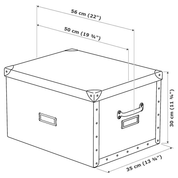 Коробка с крышкой, темно-серый 35x56x30 см IKEA ФЬЕЛЛА 303.956.70 - схема-чертеж с размерами