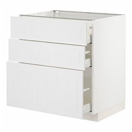 Напольный шкаф с 3 ящиками, белый/Стенсунд белый 80x60 см IKEA METOD МЕТОД / MAXIMERA МАКСИМЕРА 594.097.18