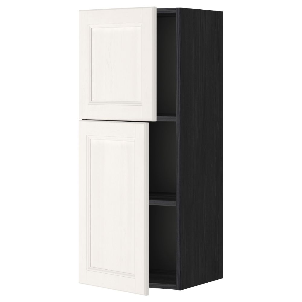 Навесной шкаф с полками, 2 дверцы МЕТОД, черный, Лаксарби белый - схема-чертеж с размерами