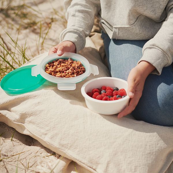 Контейнер для завтрака с отделением, круглый 450 мл IKEA ИКЕА/365+ 803.887.09 - схема-чертеж с размерами