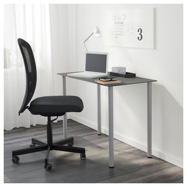 Стол ГЛАСХОЛЬМ / АДИЛЬС, стекло черный, серебристый (99x52 см) - схема-чертеж с размерами