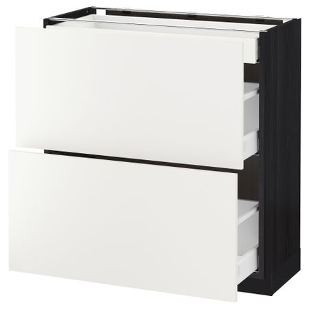 Напольный шкаф, 2 фасада, 3 ящика МЕТОД / МАКСИМЕРА, черный, Хэггеби белый