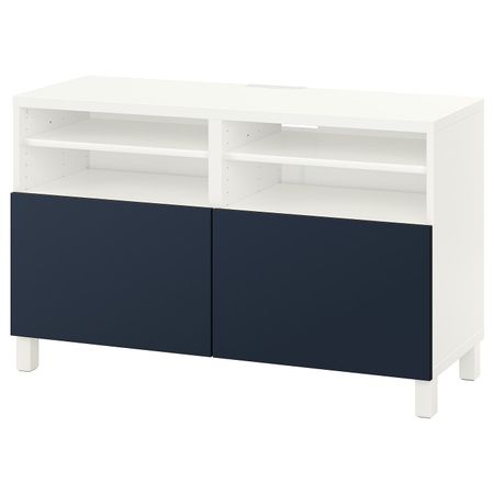 Тумба под ТВ, с дверцами, белый/нотвикен/стуббарп синий 120x42x74 см IKEA BESTÅ БЕСТО 292.990.52