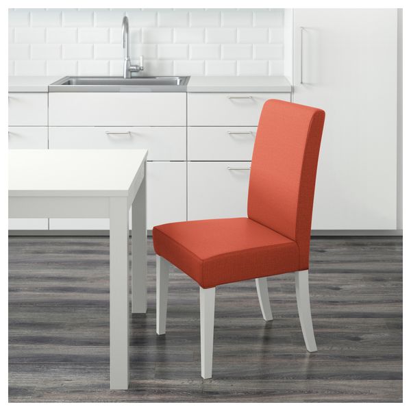Стул ХЕНРИКСДАЛЬ, белый, Шифтебу темно-оранжевый - фото 5