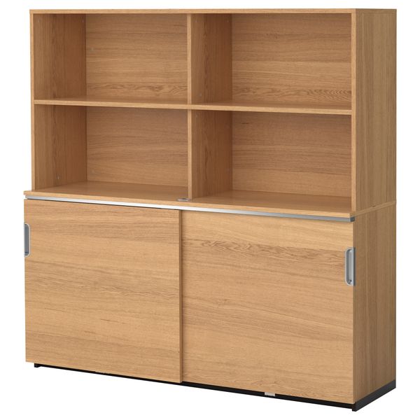 Комбинация для хранения с раздвижной дверцами ГАЛАНТ, дубовый шпон (160x160 см) - фото 1