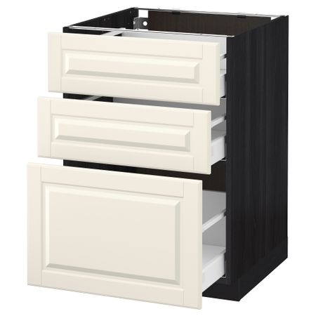 Напольный шкаф с 3 ящиками МЕТОД / МАКСИМЕРА, черный, Будбин белый с оттенком