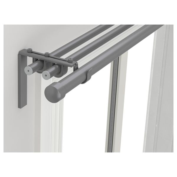 Тройной гардинный карниз, комбинация РЭККА / ХУГАД, серебристый (210-385 см) - фото 1