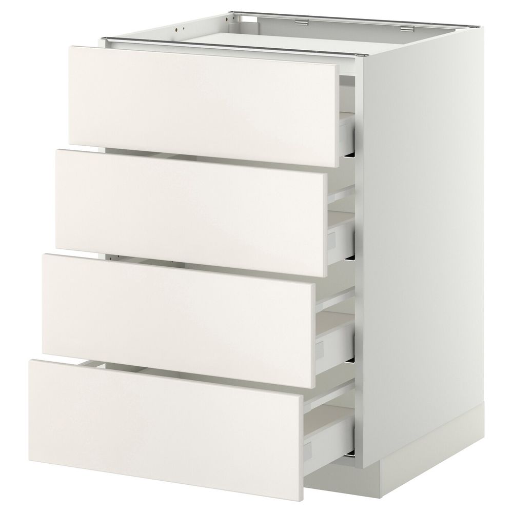 Напольный шкаф, 4 фронтальных панели/4ящика, белый/Веддинге белый 60x60 см IKEA METOD МЕТОД / MAXIMERA МАКСИМЕРА 092.338.68 - фото 1
